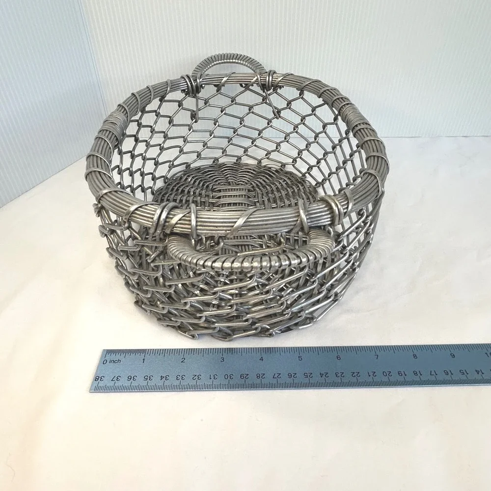 Wire Basket Silver Metal Woven Handle‎ Oval Storage Decor